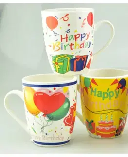 Hrnčeky, šálky, podšálky MAKRO - Hrnček Happy Birthday 350ml rôzne motívy