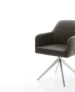 Jedálenské stoličky DELIFE Otočná jedálenská stolička Greg-Flex mikrovlákno antracitová vintage krížová podstava široká nerezová oceľ 360° otočná hojdacia funkcia vrecková pružina