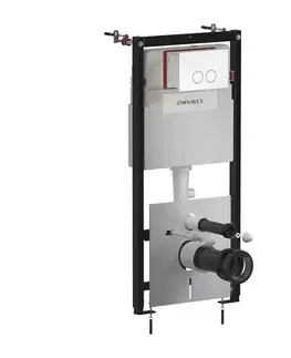 Záchody OMNIRES - SET: STRONGFRAME Rám do podstavnej inštalácie + MINIMAL splachovacie tlačidlo, lesklá biela STFWC1M-RBP