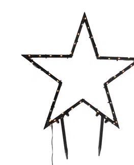 Svetelné reťaze do exteriéru Vianočný reflektor Hviezda Vianoce čierna 60 cm vrátane LED IP44 - Kas