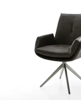 Jedálenské stoličky DELIFE Jedálenská stolička Clea-Flex mikrovlákno antracitová vintage krížová podstava široká grafitová 360° otočná s hojdacou funkciou