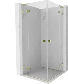 Sprchovacie kúty MEXEN/S - Lunar L Duo sprchovací kút dvere krídlové 110 x 110, transparent, zlato 834L-110L-110P-50-00