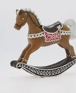 Ďalšie vianočné zvieratká Kinekus Postavička kôň hojdací 22x5x20,5 cm perník polyrezín