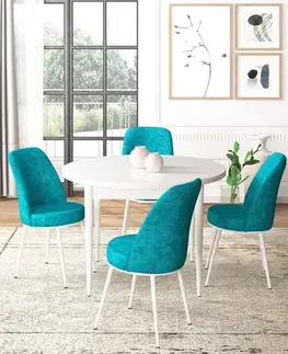 Jedálenské sety Dining Table & Chairs Set (5 Pieces) Tor - White, Turquoise