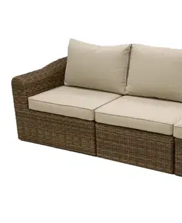 Záhradné stoličky a kreslá DEOKORK Ratanová lavica pre 3 osoby BORNEO LUXURY (hnedá)