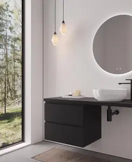 Kúpeľňový nábytok CERANO - Kúpeľňová skrinka Carole - čierna matná + doska pod umývadlo Navira Pro - 36 mm + konzola čierna - 160x46x51,6 CER-606225