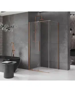 Sprchovacie kúty MEXEN/S - Velár sprchovací kút 130 x 85, transparent, kartáčovaná meď 871-130-085-01-65