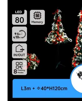 Vianočné dekorácie  B.V.  - LED Vonkajší vianočný stromček 80xLED/230V 1,2m IP44 červená studená biela B10303ABAJ