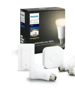 Žiarovky Základná sada Philips Hue STARTER KIT 3xE27/9W 2700K + Hue Bridge a bezdrôtový stmievač 871869678523200
