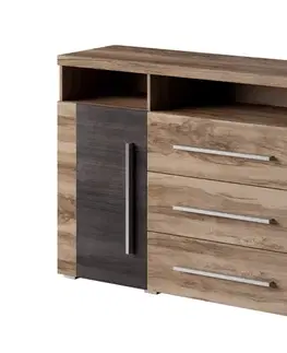 Komody a skrinky POUND šuplíková komoda 1D3S, orech Satin/touchwood