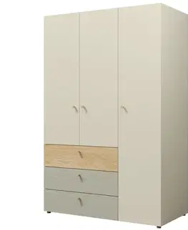 Šatníkové skrine Skriňa Yuki 1 Eukalyptus/Sivá Béžová/Olejovaný Dub
