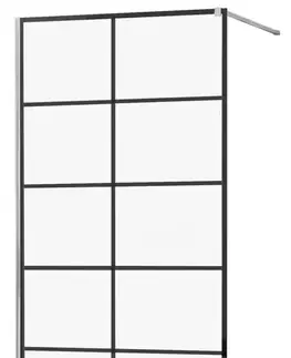 Sprchové dvere MEXEN/S - KIOTO Sprchová zástena WALK-IN 80x200 cm 8 mm, chróm, čierny vzor 1 800-080-101-01-77