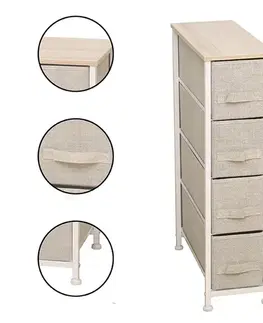 Komody KONDELA Ofelia Typ 2 komoda s látkovými boxami svetlosivá / biela / béžová