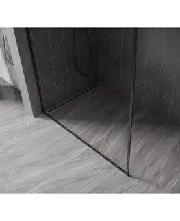 Sprchové dvere MEXEN/S - Kyoto-F L Sprchová zástena WALK-IN s rámom 85 x 202, transparent 8 mm, čierna 800-085-174-70-00