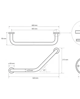 Držadlá k vani SAPHO - X-ROUND E madlo lomené 405, chróm XR502