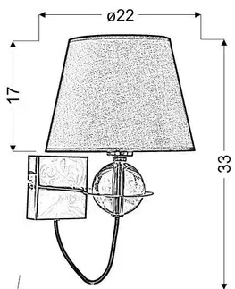 Nástenné svetlá Nástenná lampa 1X40W E14 čierno-zlatá stredová TESORO