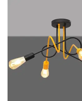 Svietidlá  Prisadený luster OXFORD 4xE27/15W/230V čierna/žltá W-2016/4 BK+ORG/H