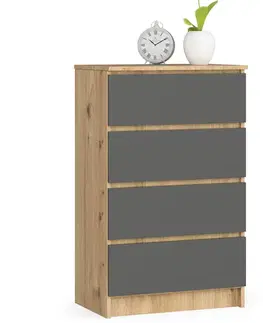 Komody a skrinky Vysoká komoda KRISS60, dub Artisan / grafit