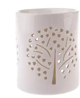 Svietniky Porcelánová arómalampa Heart tree biela, 11 x 13 cm