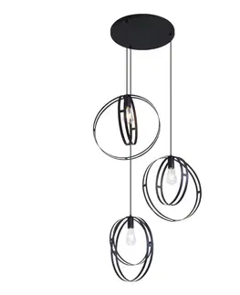 Závesné svietidlá Smart hanglamp zwart rond 3-lichts incl. Wifi G95 - Indu