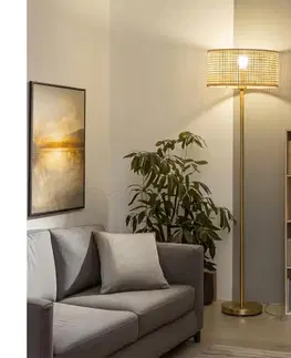 Lampy BRILAGI - LED stojacia lampa CERIA 1xE27/20W/230V, priemer 40 cm, bambus/zlatá SA2189+EG781161