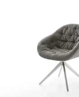 Jedálenské stoličky DELIFE Jedálenská stolička Gaio-Flex bouclé mäkký tmavobéžová krížová podstava široká nerezová oceľ 360° otočný hojdacia funkcia