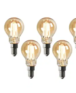 LED osvetlenie Sada 5 ks Smart E14 stmievateľná v Kelvinovej LED lampe P45 goldline 4,9W 470 lm 1800-4000K
