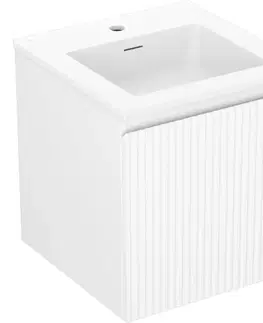 Kúpeľňový nábytok MEXEN/S - Rivel kúpeľňová skrinka 45 cm s umývadlom Otis, 1 šuplík, reliéf, biela mat 91A20-04547-1-BF01-W18M01