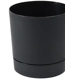 Záhrada Kvetináč s podšálkou AURA 125 recycled čierny
