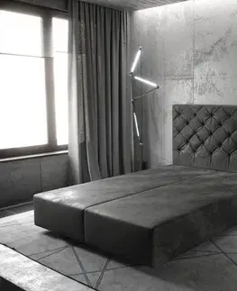 Rámy postelí DELIFE Boxspring posteľ Dream-Great 140x200 cm mikrovlákno antracitová vintage