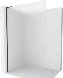 Sprchové dvere MEXEN/S - Kioto L Sprchová zástena WALK-IN 90 x 200, dekor, čierna 800-090-103-70-30