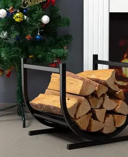 Koše na drevo KONDELA Zenra kovový kôš na drevo čierna