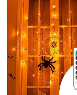 Svietidlá  LED Dekoračná reťaz HALLOWEEN LED/5V/8 funkcií pavučina + diaľkové ovládanie gl-58150