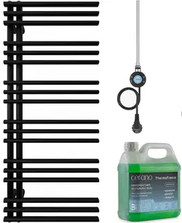 Doplnky do kúpeľne CERANO - Kúpeľňový elektrický radiátorový set Burke - Ľ/P - WIFI - 600W - čierna matná - 1200x500 mm CER-978828