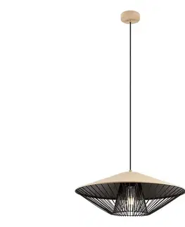 Svietidlá Redo 01-3011 - Závesný luster na lanku GRILL 1xE27/42W/230V pr. 49,5 cm čierna/béžová 01-3011