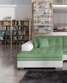 Sedacie súpravy NABBI Salerno L rohová sedačka s rozkladom mentolová / biela