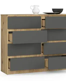 Komody a skrinky Moderná vysoká komoda, MICHALA120, dub Artisan / grafit