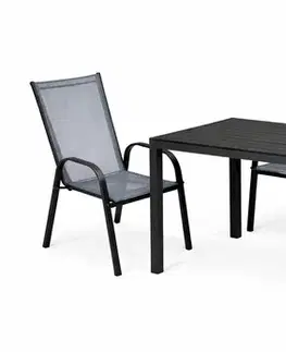 Zostavy nábytku do jedálne DAMARA M záhradný set 4 +1, čierna/sivá