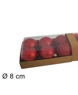 Vianočné ozdoby MAKRO - Gule vianočné červené 8cm, balenie 12ks