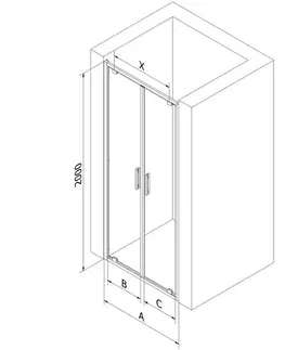 Sprchovacie kúty MEXEN - Exo sprchové dvere krídlové100, transparent, zlatá 8182-100-000-50-00