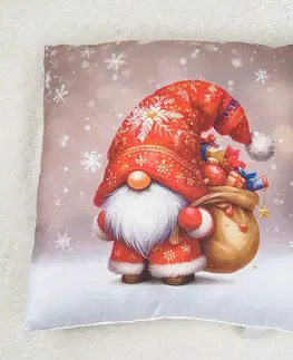 Dekoračné vankúše Vianočný vankúš antialergický Trpaslik červený 45x45cm TiaHome