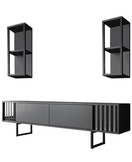 Obývacie steny TV skrinka / Obývacia stena Chrome Line - Anthracite, Black