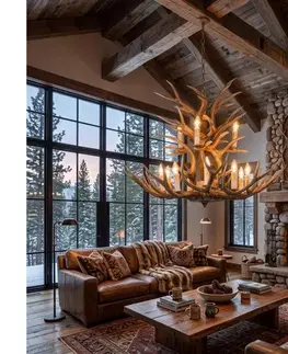Svietidlá Ideal Lux - Luster na reťazi CHALET 12xE14/40W/230V parožie 113975