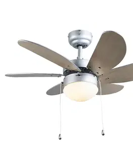 Stropné ventilátory Stropný ventilátor oceľový s potlačou dreva 80 cm s ťahovým spínačom - Fresh
