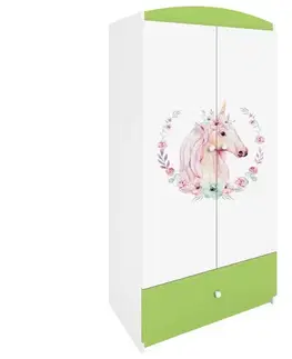 Skrine do izieb Skriňa Babydreams zelená – Kôň