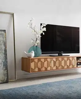 Televízne stolíky DELIFE TV stolík Fevo 160 cm akácia prírodná 2 dvierka závesný