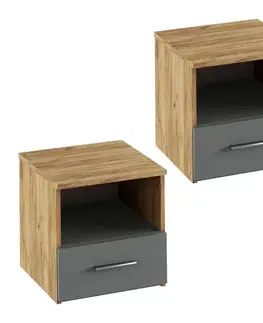 Nočné stolíky KONDELA Gabriela nočný stolík (2 ks) dub artisan / grafit