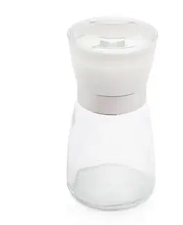 Kuchynské náčinia Kinekus Mlynček ručný na korenie a soľ, 170 ml, sklo/plast biely