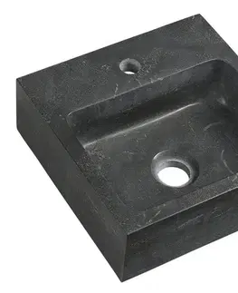 Sanitárna keramika SAPHO - BLOK kamenné umývadlo 30x30cm, čierny Antracit 2401-29
