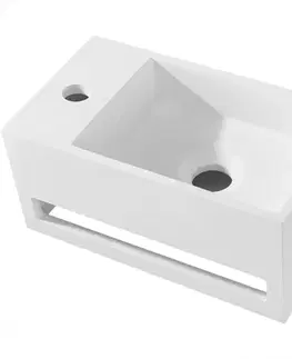 Umývadlá CERANO - Umývadlo z liateho mramoru Filo, závesné ľavé - biela matná - 35,5x20 CER-8050BD80376